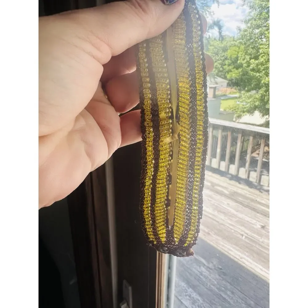 Handmade Beaded Bracelet Brown And Yellow